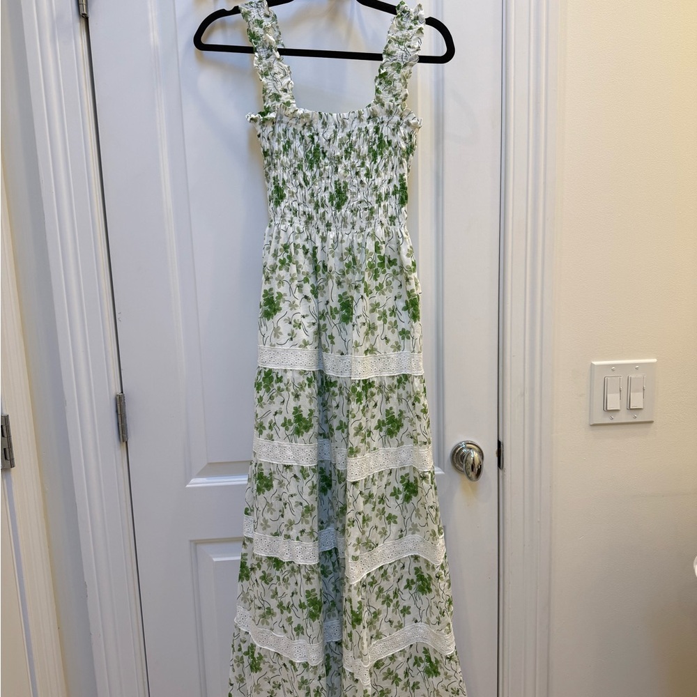 Hill House Green and White Floral Maxi Dress Kimmy Nap Dress